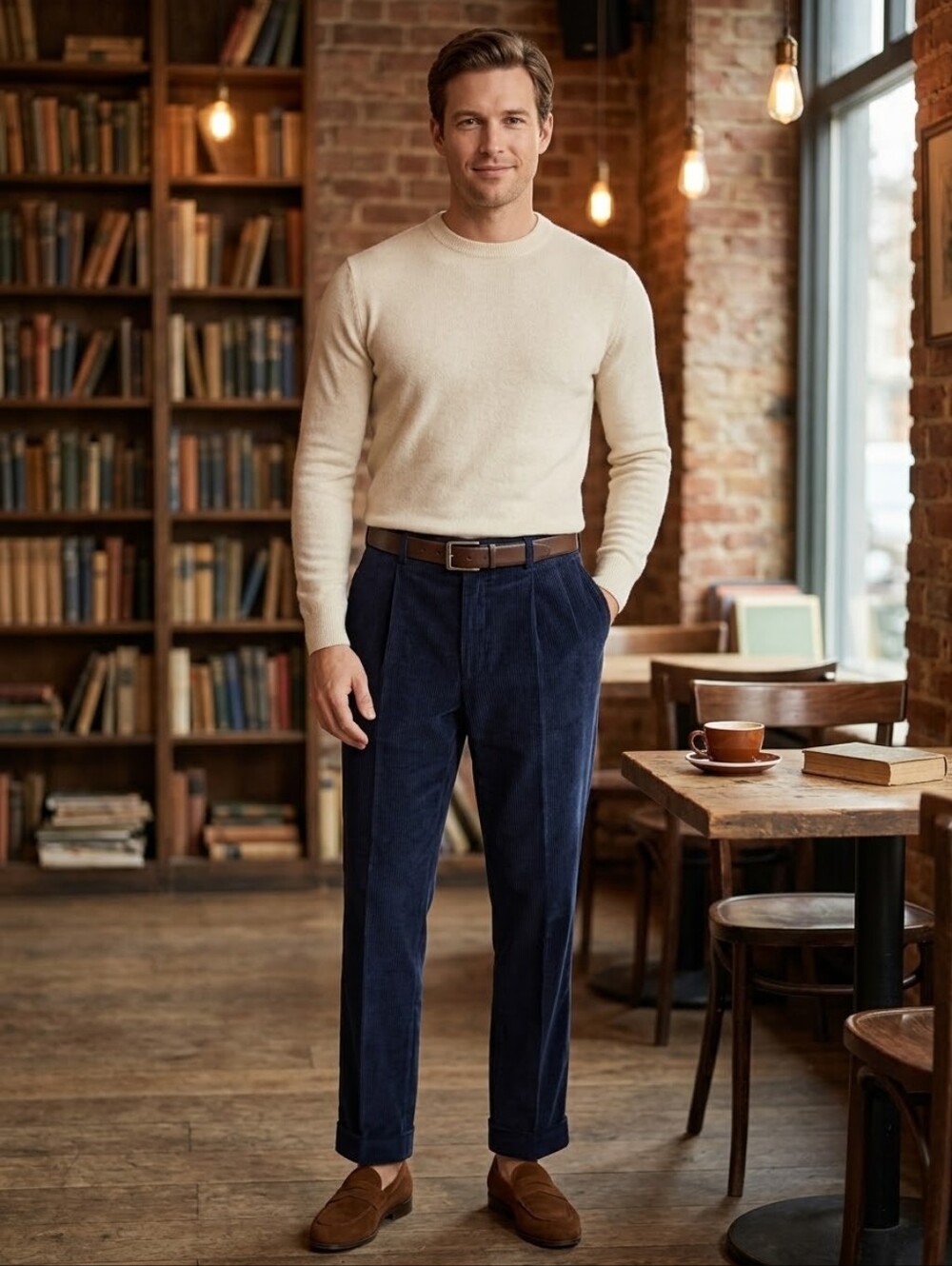 VTG GAP Men's 36x34 Relaxed Fit Straight Leg Pleated Cuff Corduroy Pants Y2K 00s